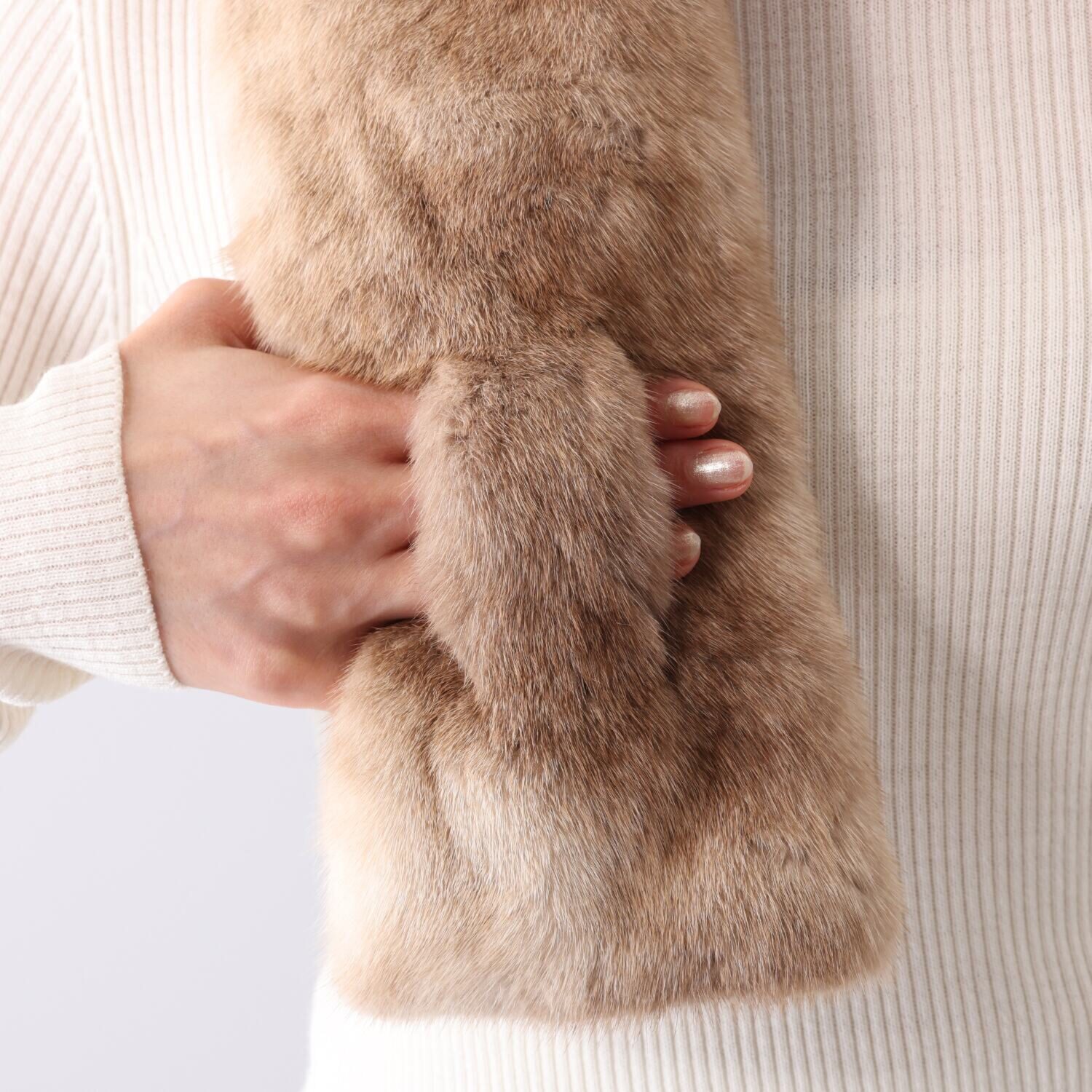 日本製 ＳＡＧＡ ミンク リボン付マフラー