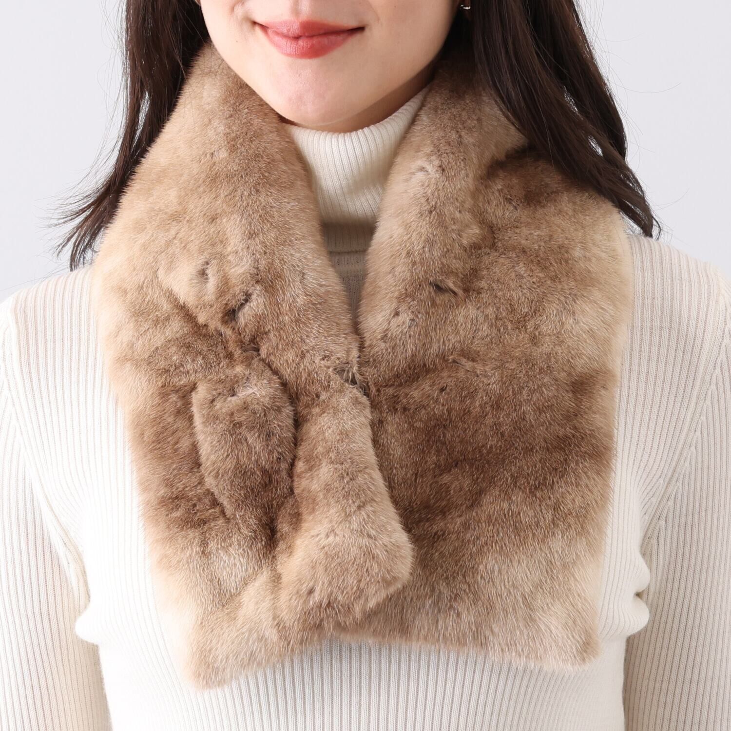 日本製 ＳＡＧＡ ミンク リボン付マフラー