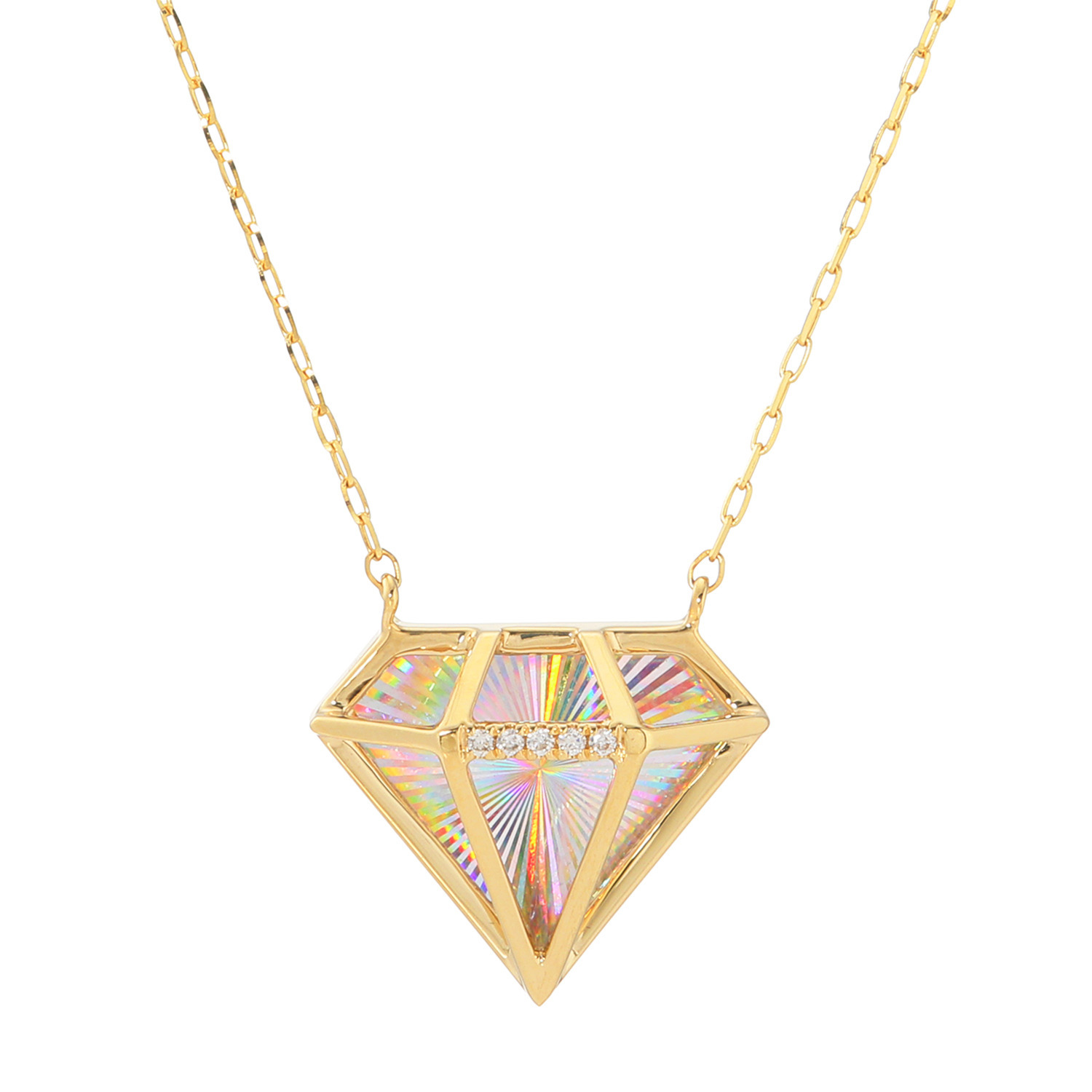 煌香 １８Ｋ レインボーカット ダイヤモンドアクセント ネックレス