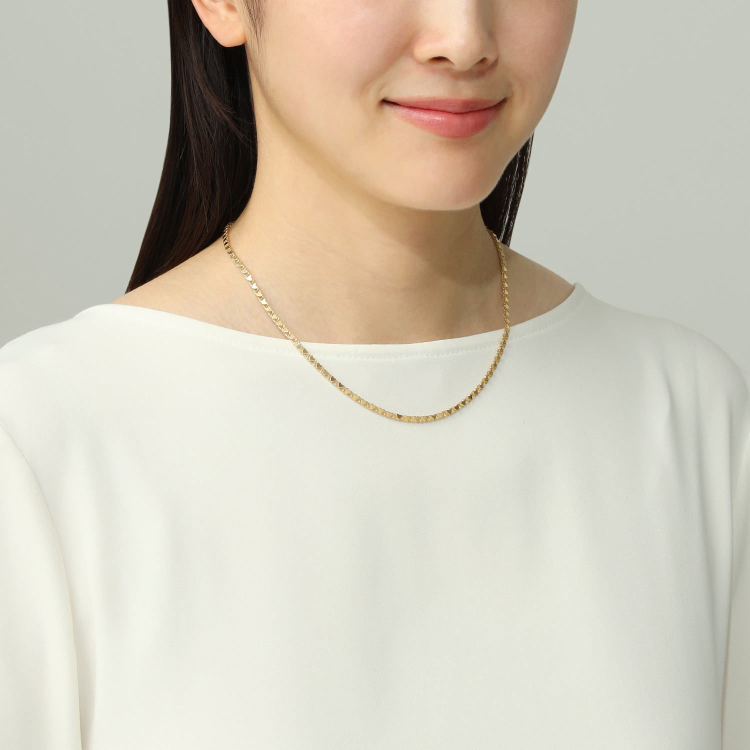 煌香 １８Ｋ ハートモティーフ チェーンネックレス