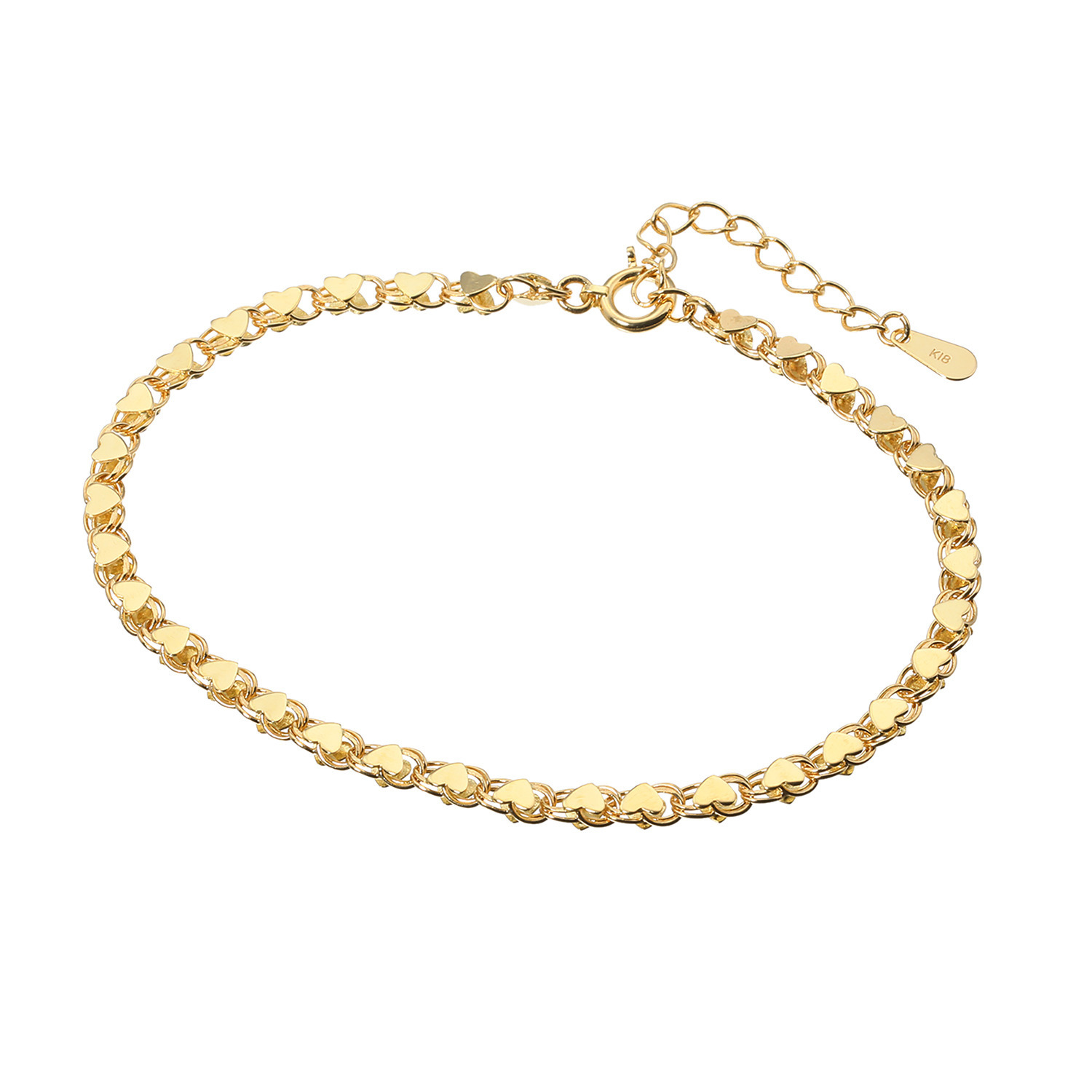 煌香 １８Ｋ ハートモティーフ チェーンブレスレット