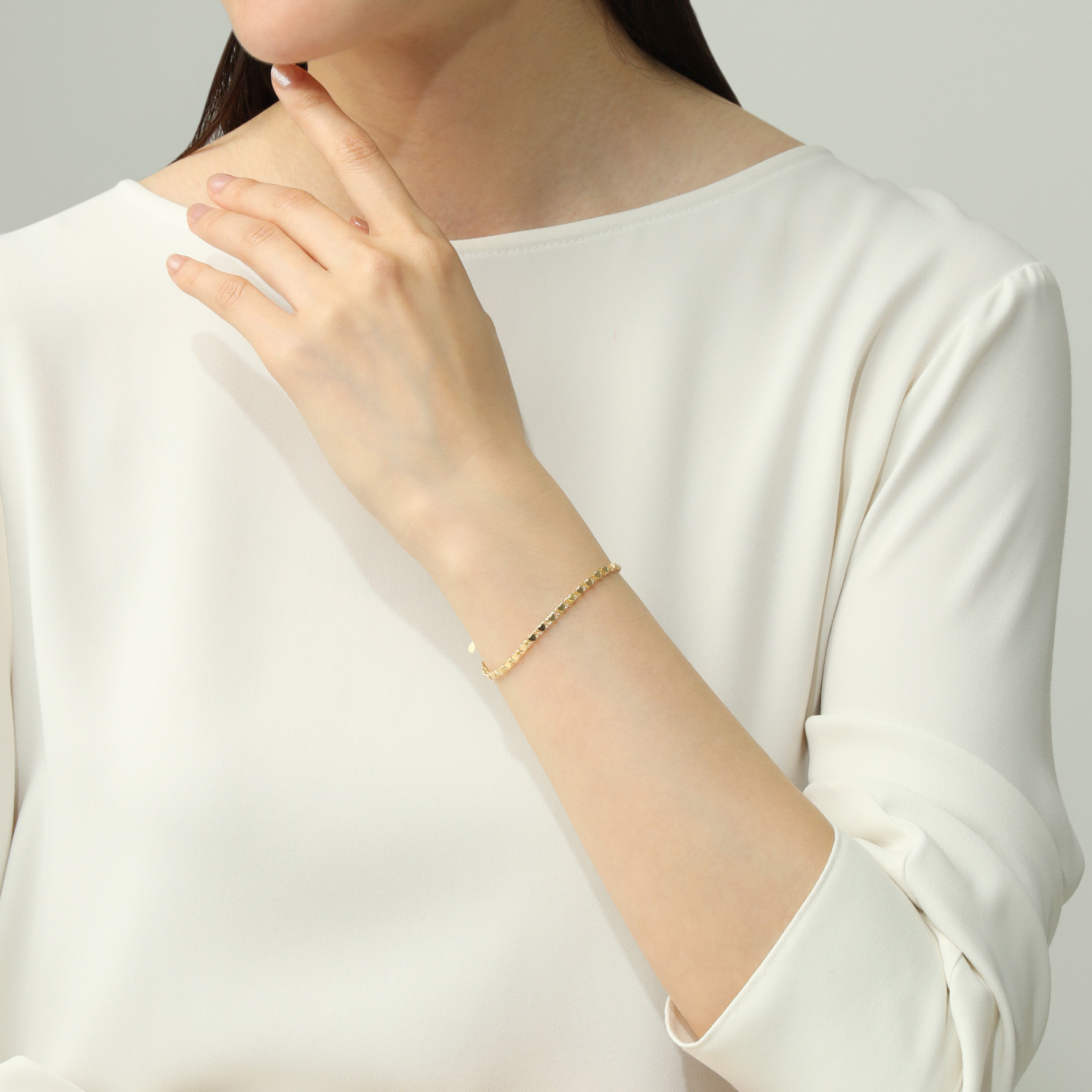 煌香 １８Ｋ ハートモティーフ チェーンブレスレット