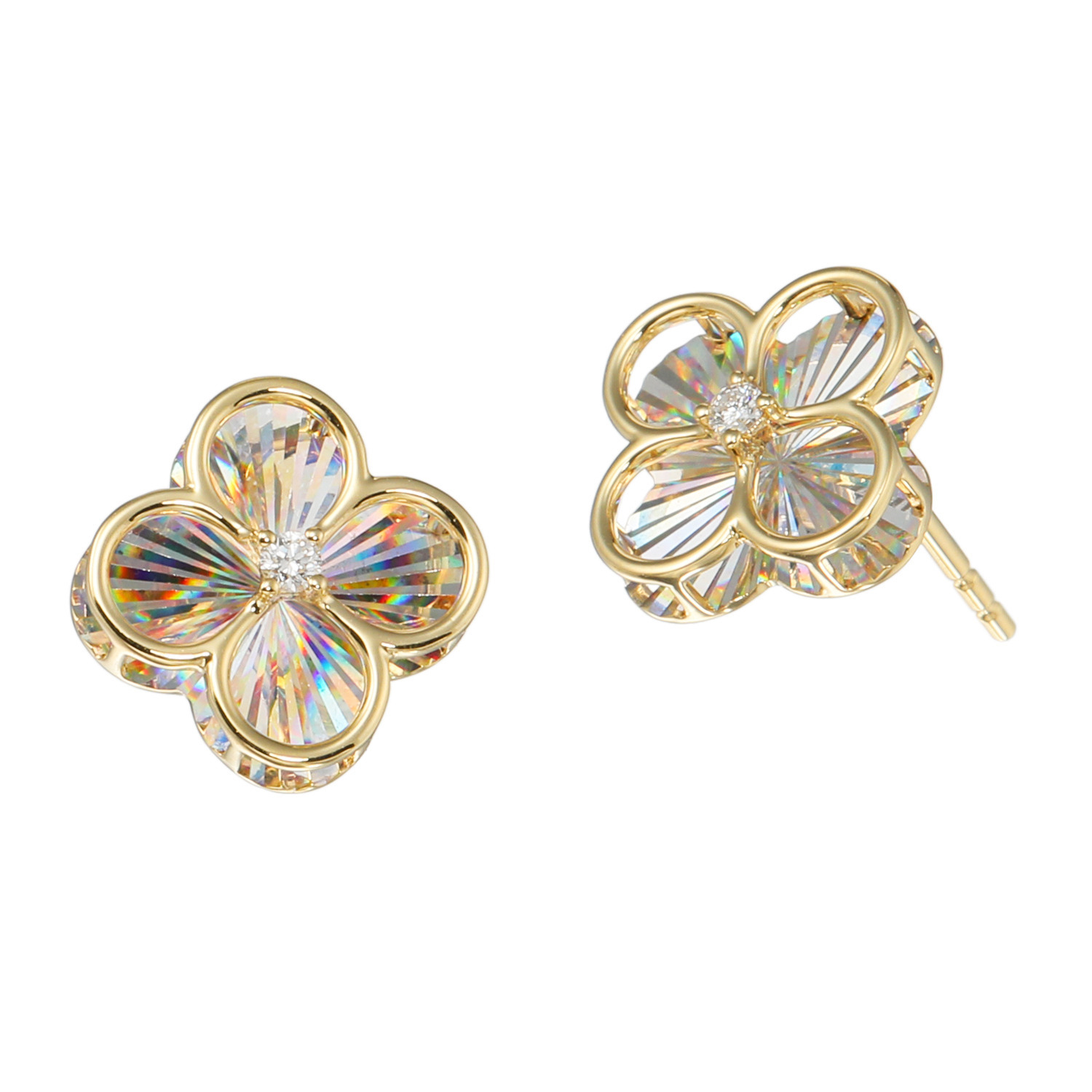 煌香 １８Ｋ レインボーカット ダイヤモンドアクセント ピアス