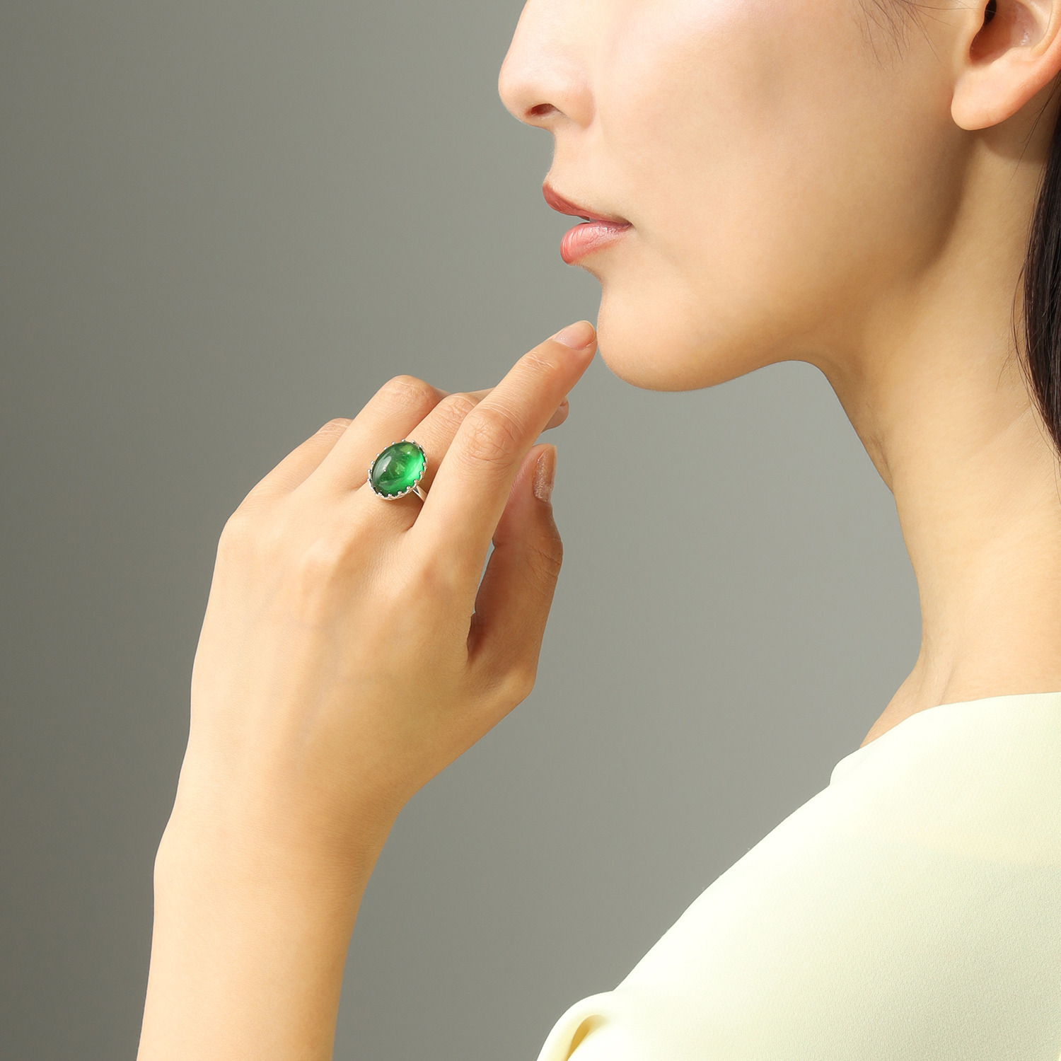 バイ　ネイチャー シルバー 琥珀 草木染め ボリュームリング