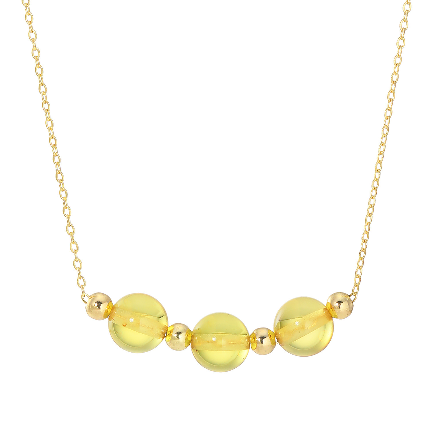 バイ　ネイチャー ステンレス 琥珀 草木染め トリオデザイン ネックレス