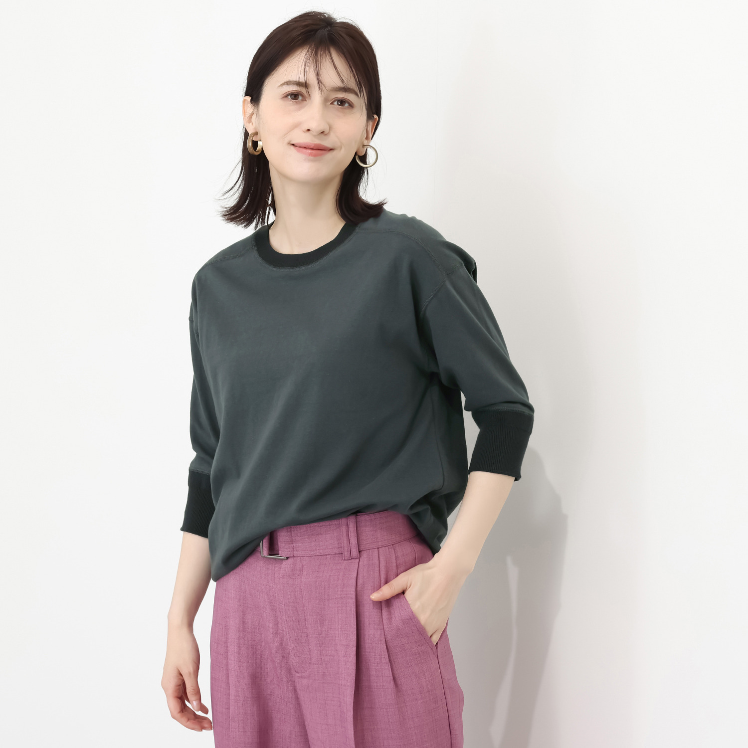 エマキュレイト 日本製綿１００％ ラフィ天竺 クループルオーバー