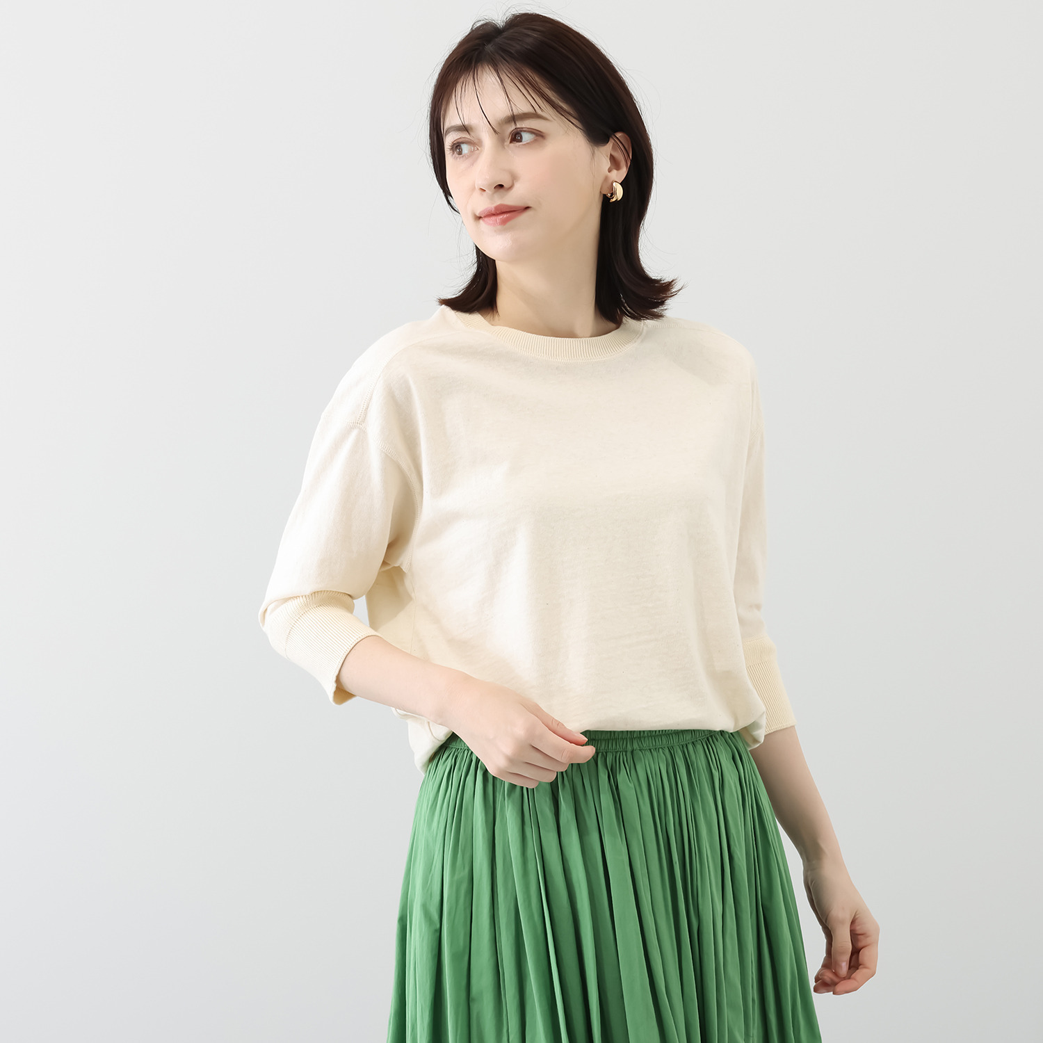 エマキュレイト 日本製綿１００％ ラフィ天竺 クループルオーバー