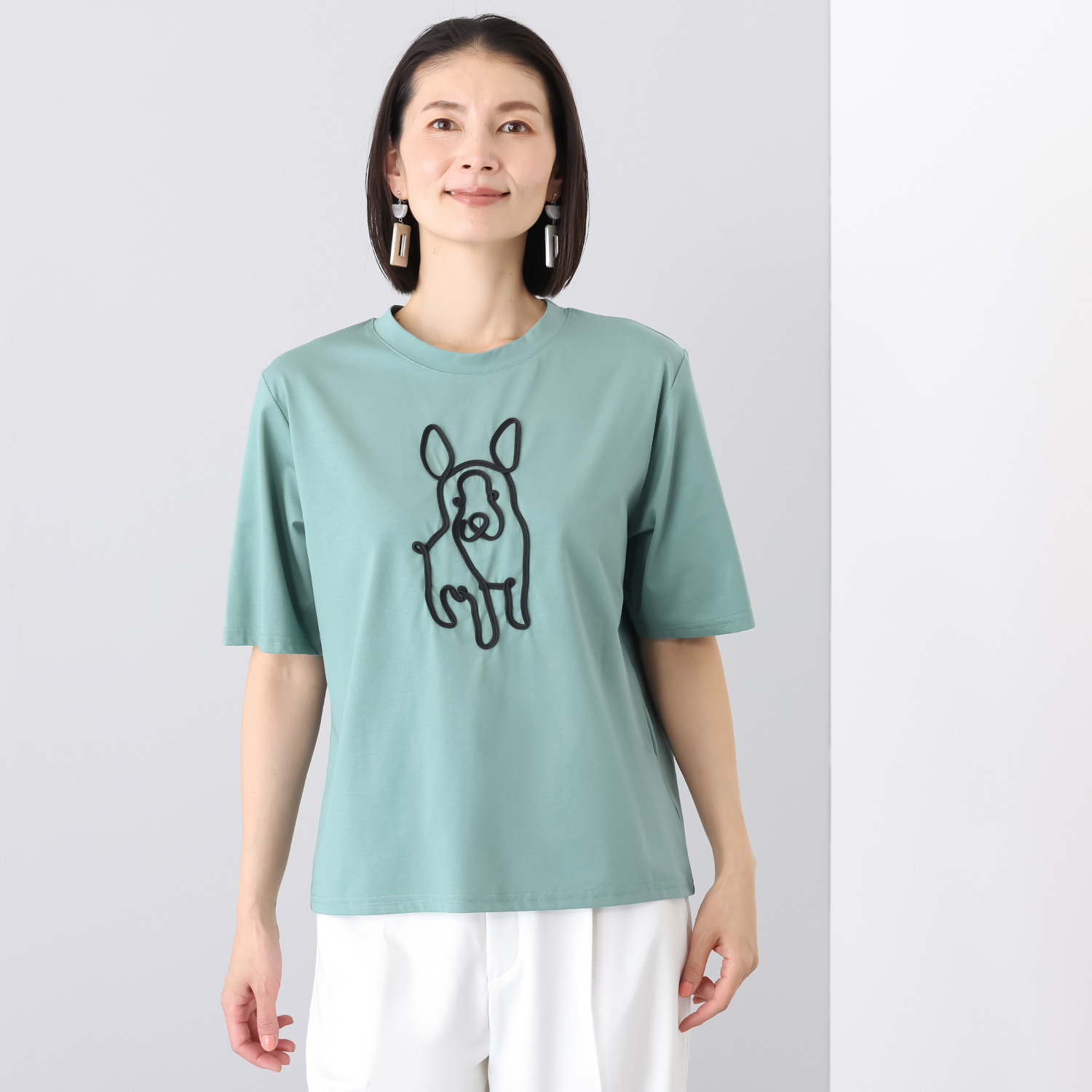 ダジュール ドッグモティーフ コード刺しゅう Ｔシャツ