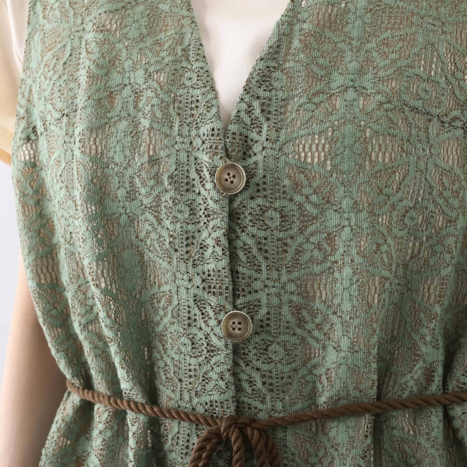 アトリエ　クース バイカラーのレースが 日常に特別感を レースロングジレ