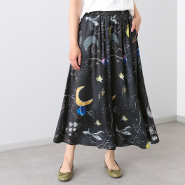 ミミコプラス インポート感満載！ 軽やかオリジナルプリント ロングキュロットスカート