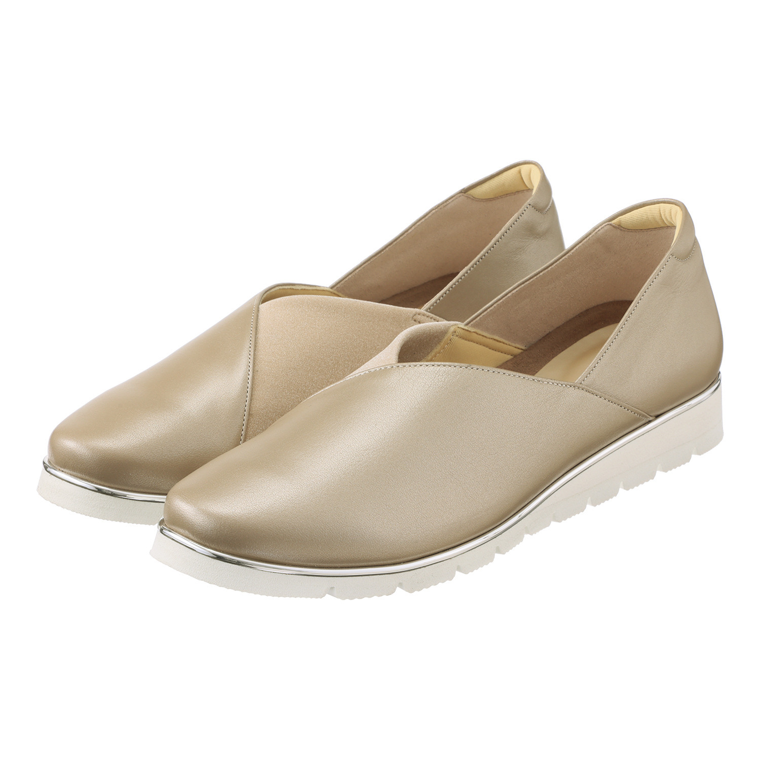 ミスキョウコ 日本製・はっ水 ソフト牛革 ストレッチコンビシューズ