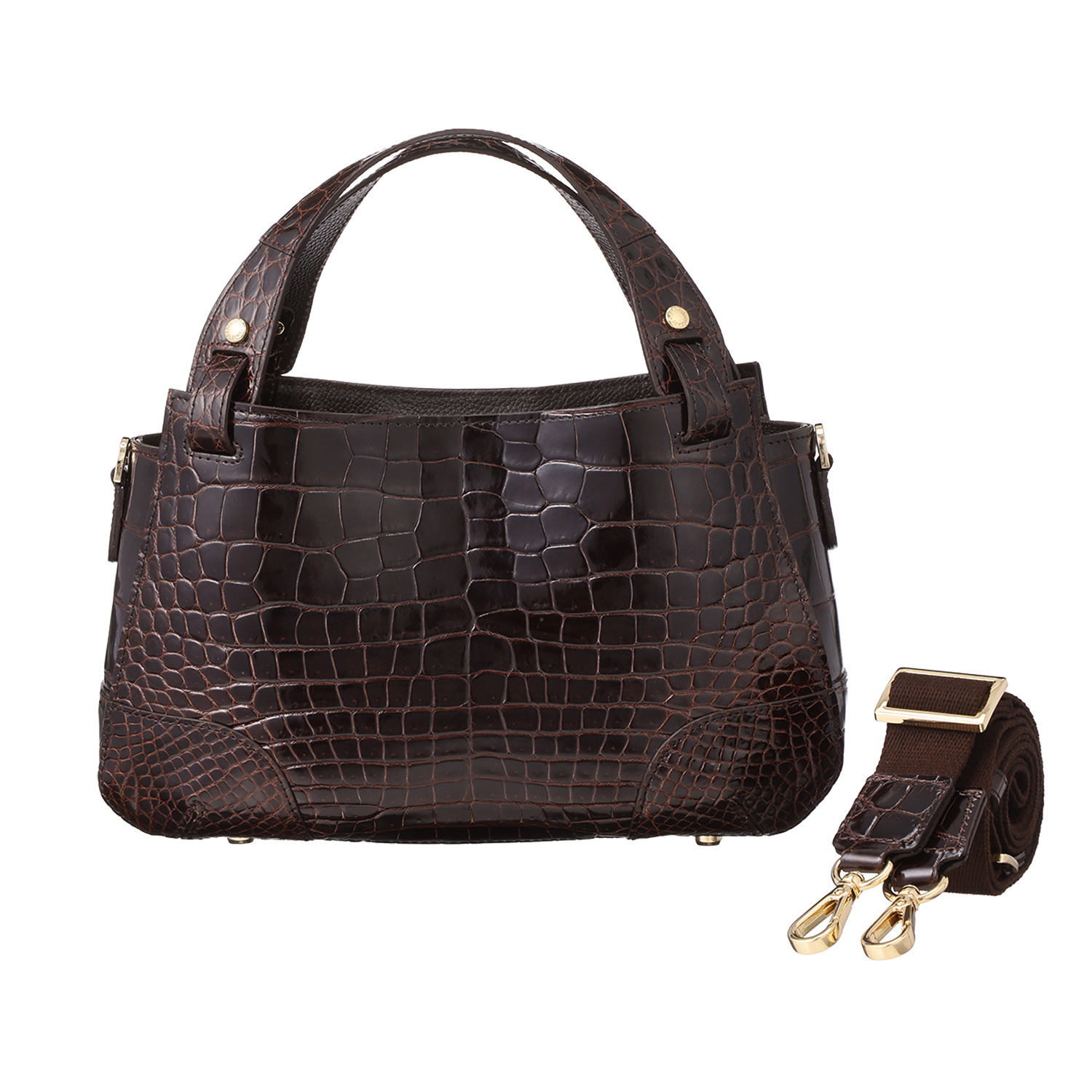 レザージュエルズ 日本製 シャイニングクロコダイル プレステージバッグ