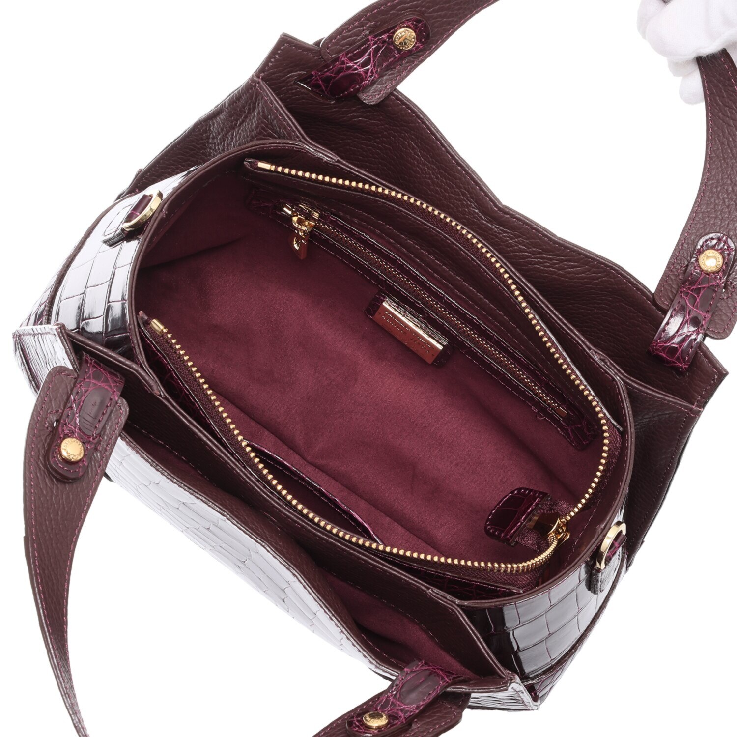 レザージュエルズ 日本製 シャイニングクロコダイル プレステージバッグ