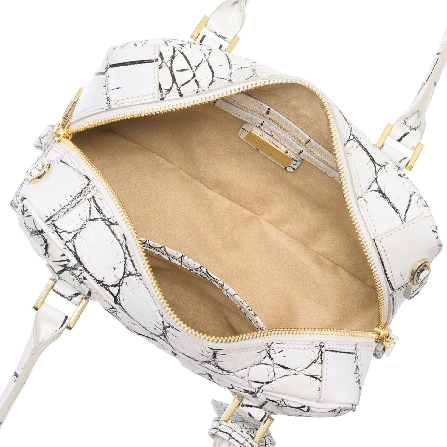 レザージュエルズ 日本製 マットクロコダイル ダイヤカットボストン プレステージバッグ