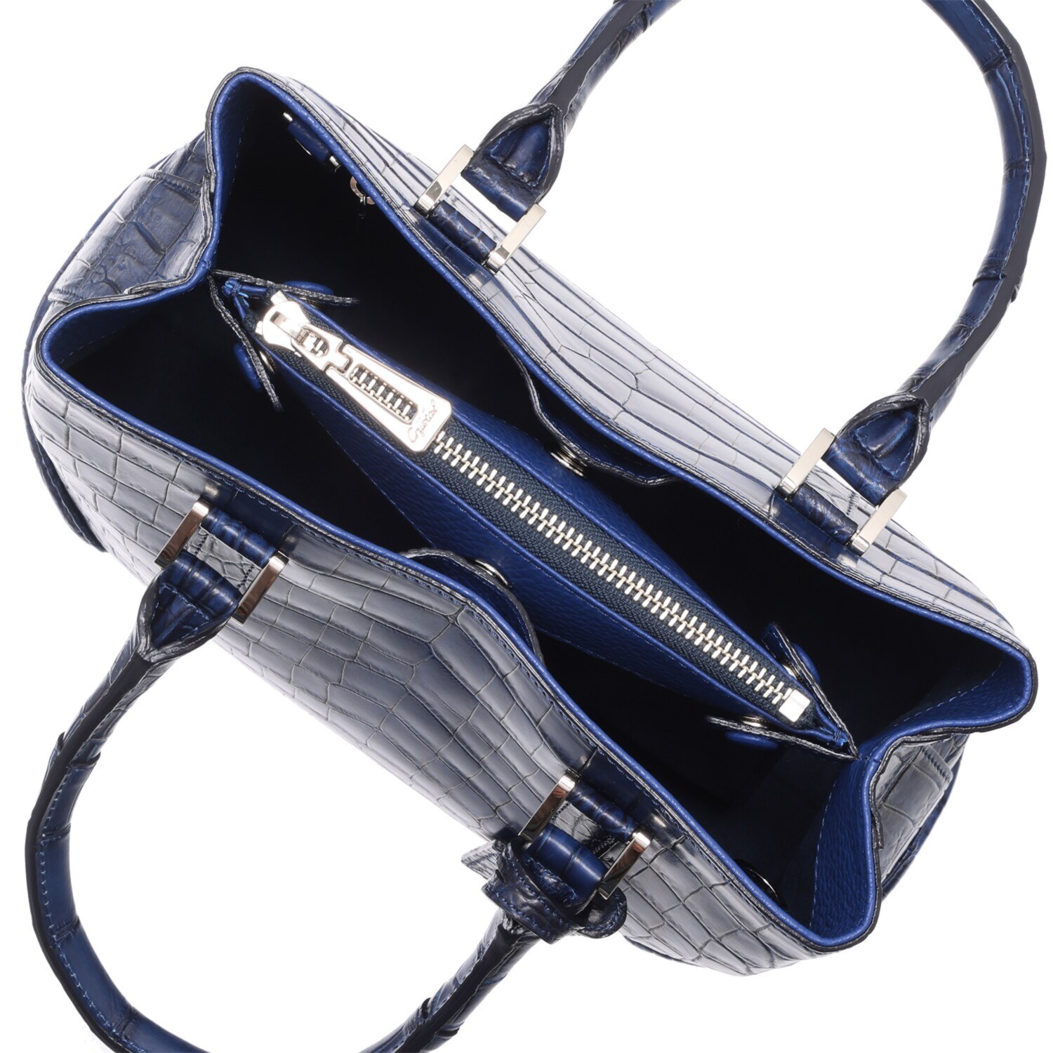 レザージュエルズ 日本製 藍染マットクロコダイル 極み２ウェイバッグ