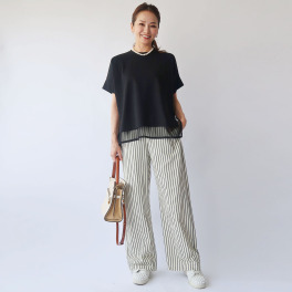 フーア ストライプジャガード イージーパンツ