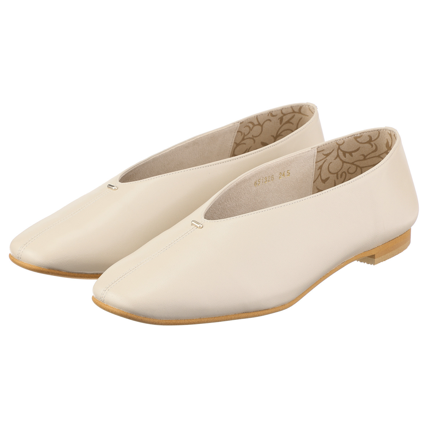 卑弥呼 日本製 本革 メタルポイント フラットパンプス