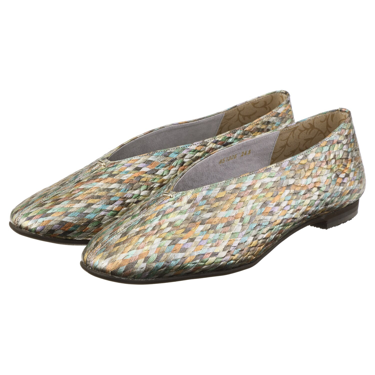 卑弥呼 日本製 本革 メタルポイント フラットパンプス