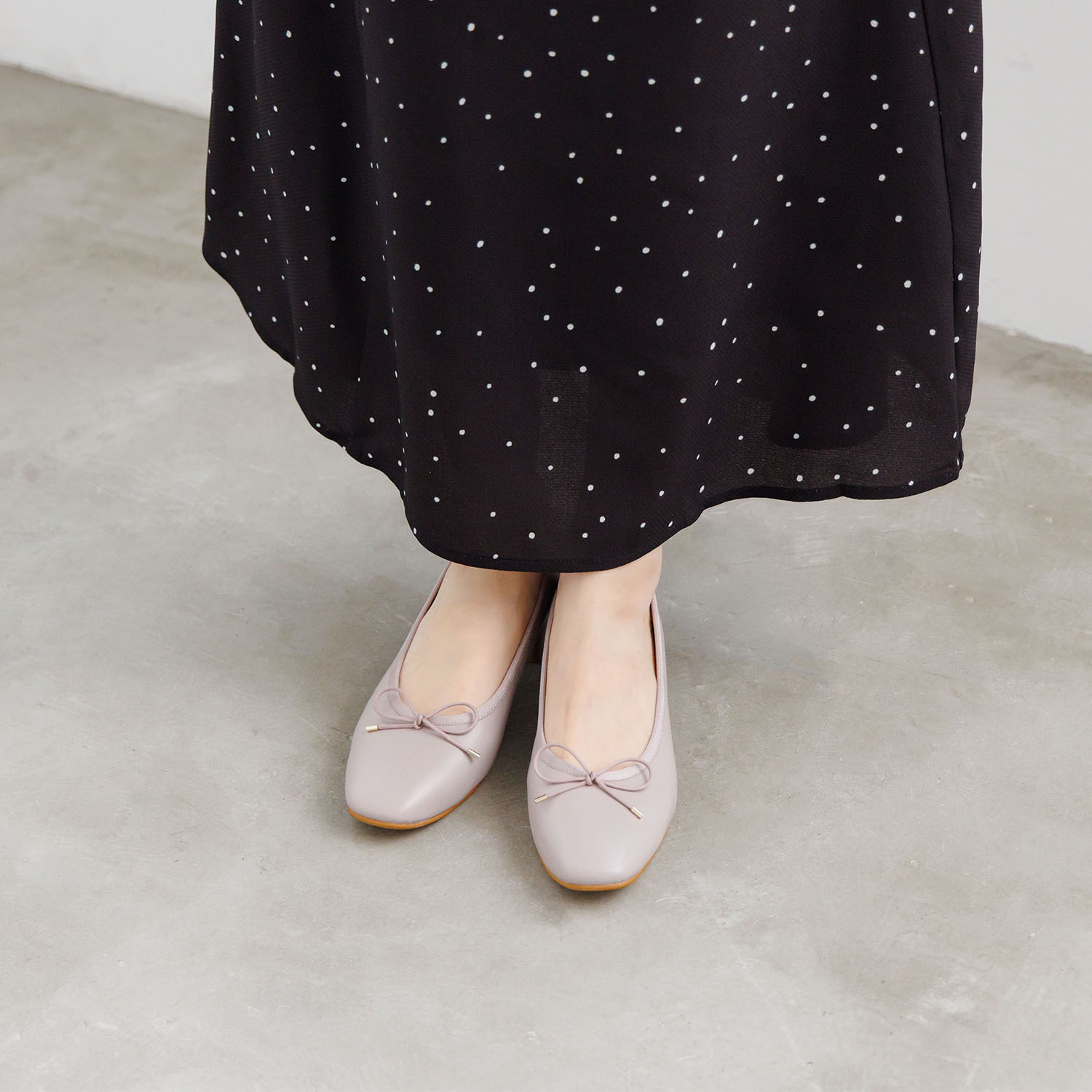 卑弥呼 日本製 シープレザー ４ｃｍヒール バレエパンプス