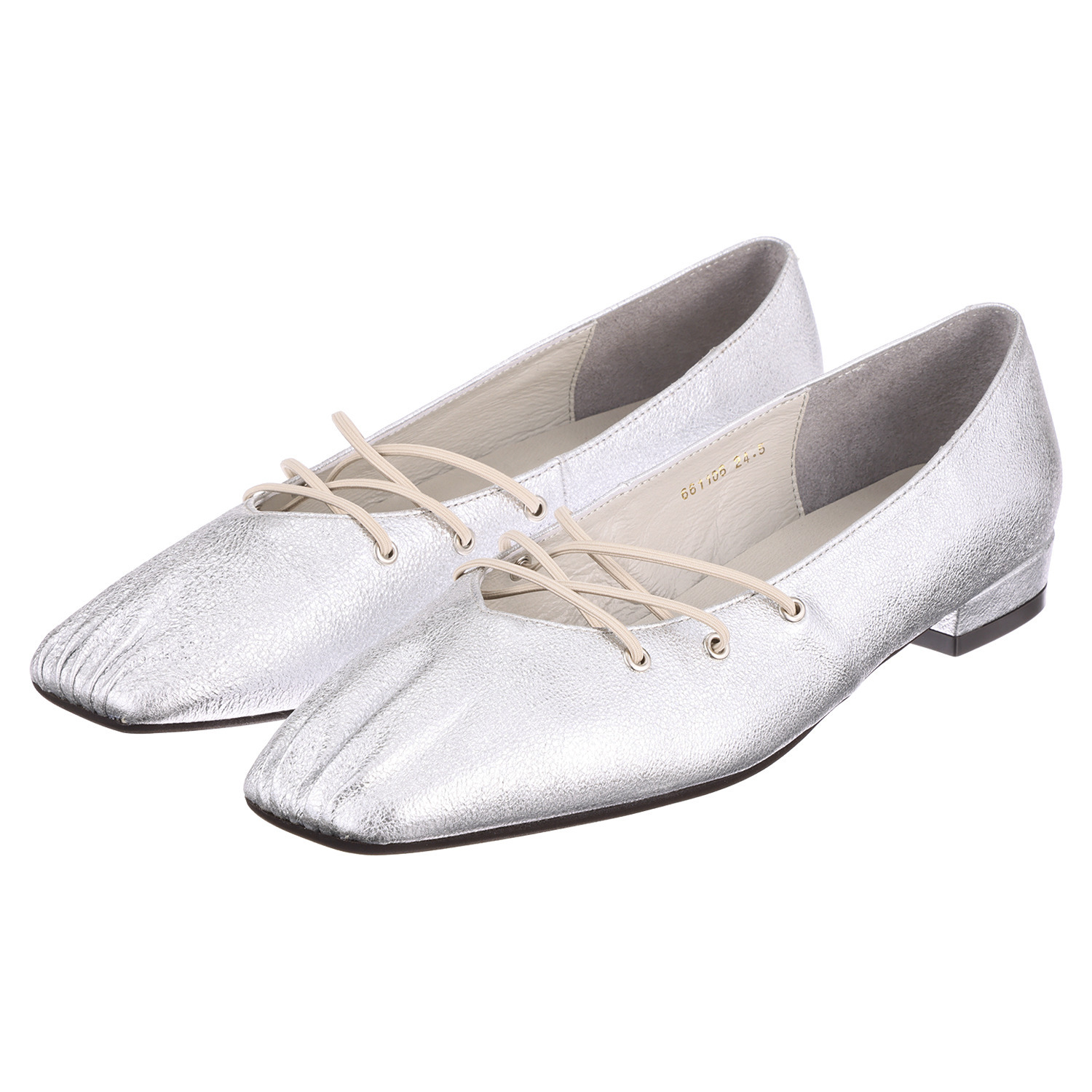 卑弥呼 日本製　本革 クロスゴム フラットパンプス