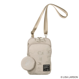 リサ・ラーソン はっ水軽量ナイロン スケッチねこたち ショルダーポーチ ＜ミニポーチ付＞