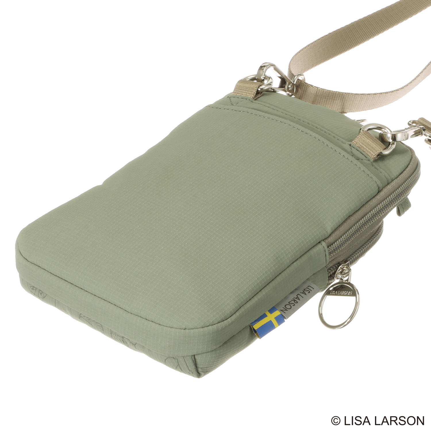 リサ・ラーソン はっ水軽量ナイロン スケッチねこたち ショルダーポーチ ＜ミニポーチ付＞