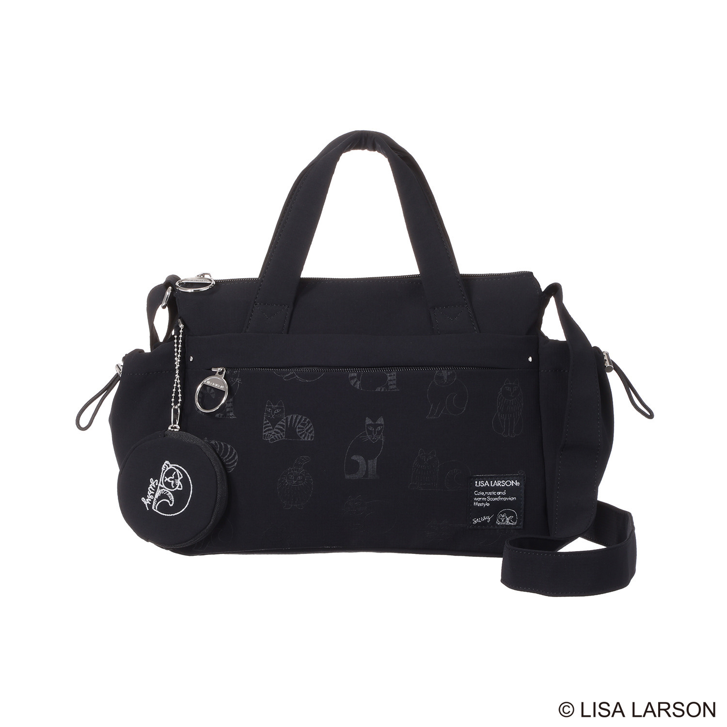 リサ・ラーソン はっ水軽量ナイロン スケッチねこたち ２ウェイバッグ ＜ミニポーチ付＞