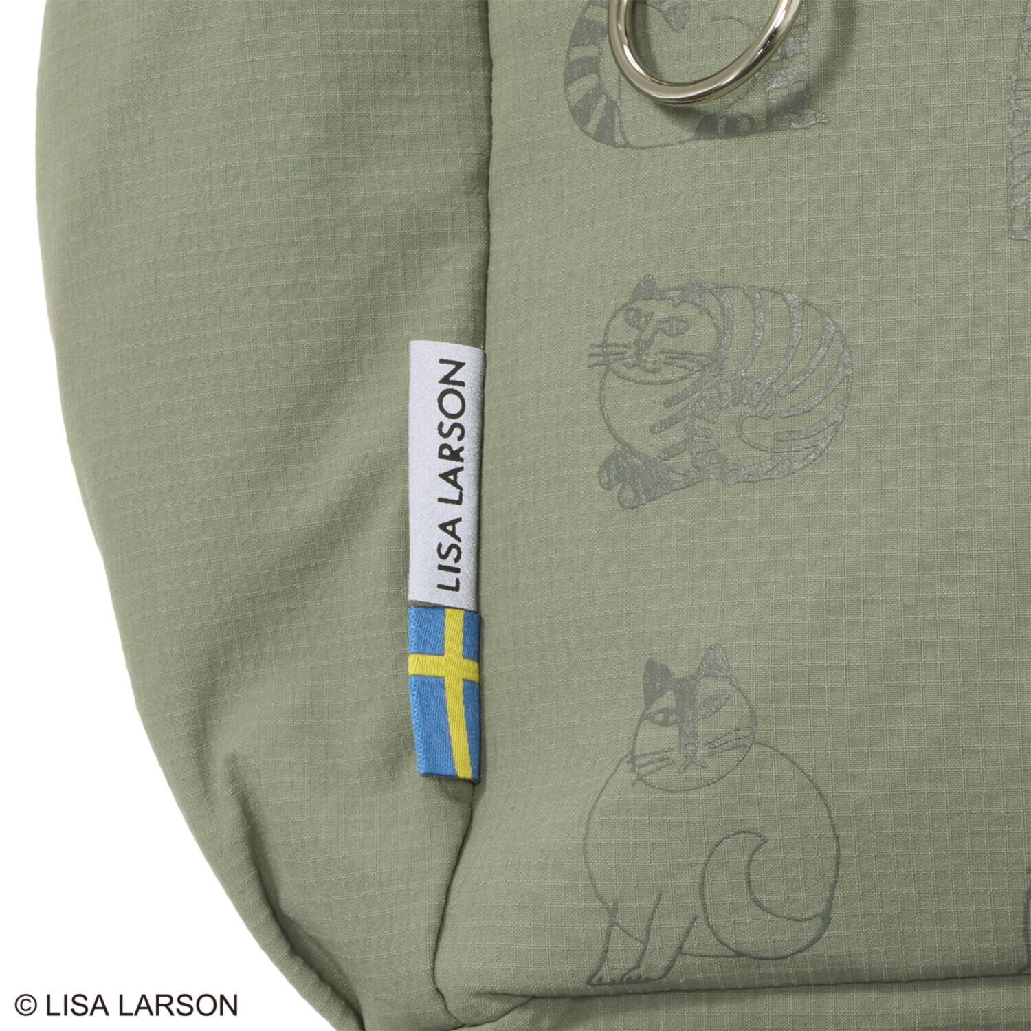 リサ・ラーソン はっ水軽量ナイロン スケッチねこたち ２ウェイバッグ ＜ミニポーチ付＞