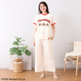 モンチッチ さらっと快適！ 柔らかカットソー ハートプリント モンチッチアクセント Ｔシャツパジャマ
