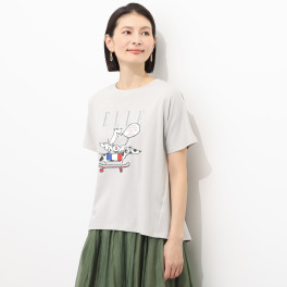 エル ステュディオ ドッググラフィック グリッタープリント Tシャツ