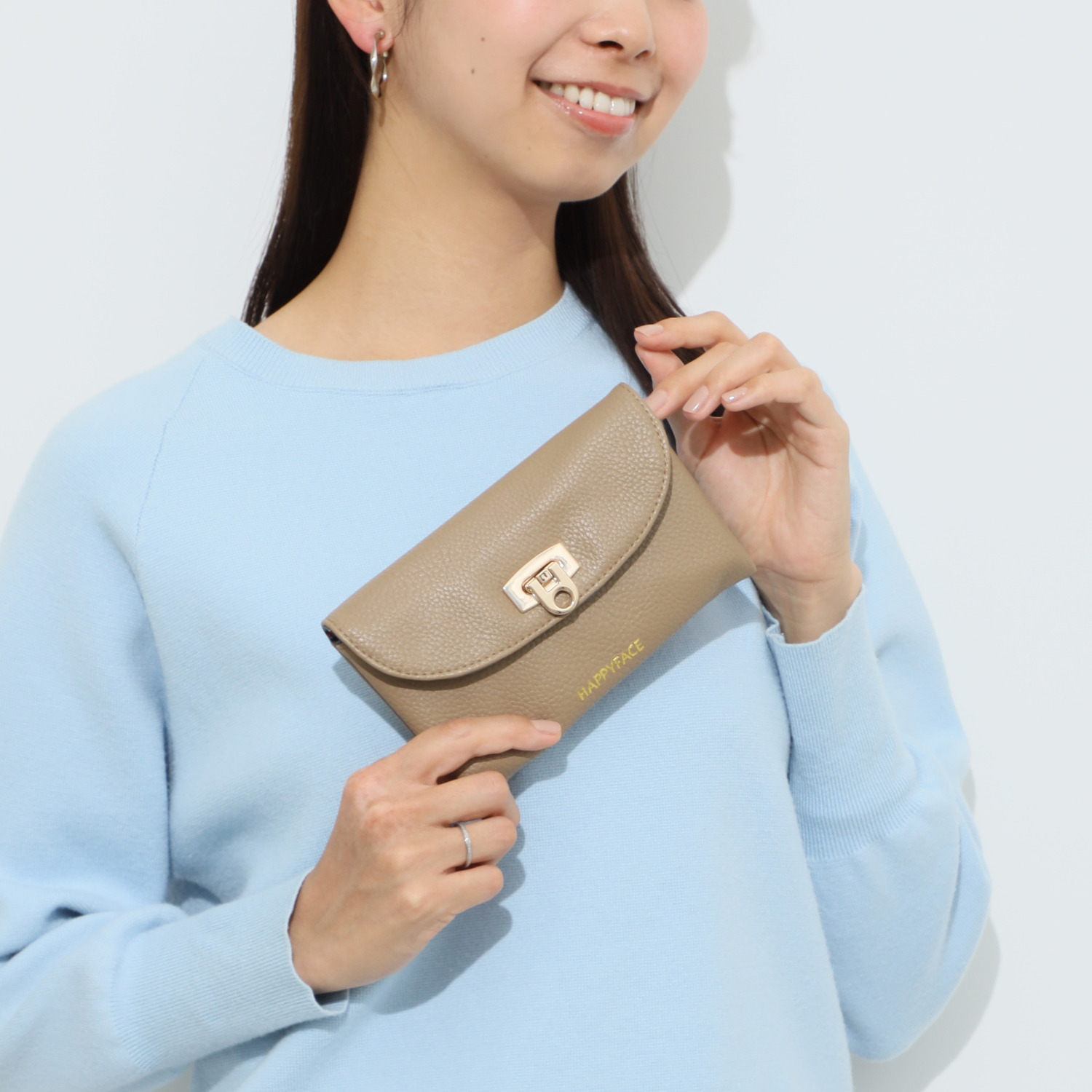 ハッピーフェイス 合成皮革 財布 マルチポーチ