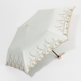 ラルジュ ＵＶカット・遮光・遮熱 ローズチュール刺しゅう 軽量　開閉簡単 ミニ折りたたみ 晴雨兼用傘