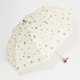 ラルジュ フラワーアレンジ柄 刺しゅう 軽量折りたたみ日傘