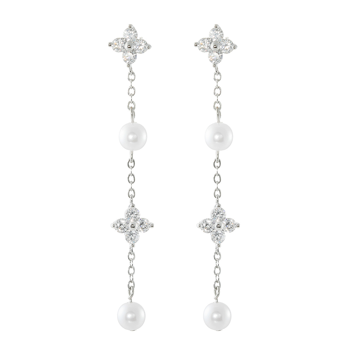 エスアンドアール ＣＺ＆パールビジュウ スウィング ロングイヤリング／ピアス
