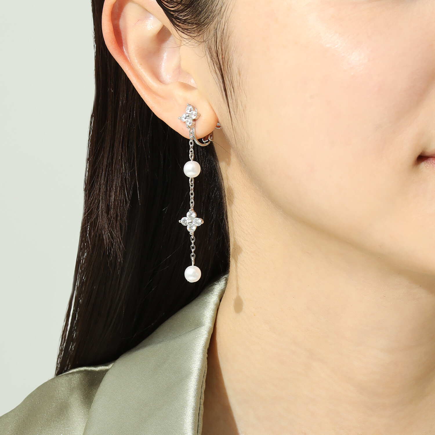 エスアンドアール ＣＺ＆パールビジュウ スウィング ロングイヤリング／ピアス