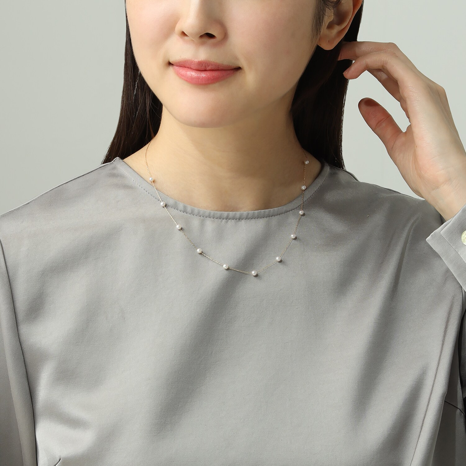 ジュペレ １８Ｋ 伊勢志摩産 ベビーアコヤパール タイムレス ステーションネックレス
