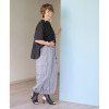 ウノ・ウノ・ドゥーエ ポケットアクセント 裾ドローストリング付き ソフトストレッチ タフタスカート