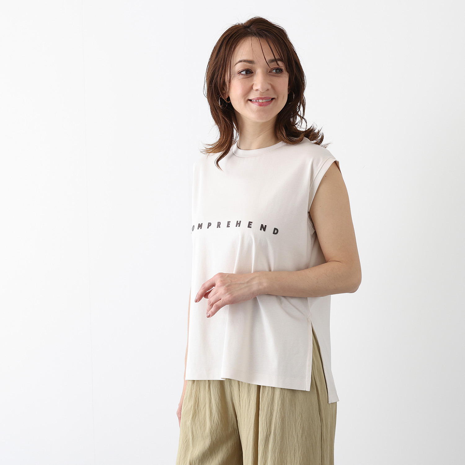 ハンチ コンパクト糸 ロゴデザイン フレンチスリーブＴシャツ
