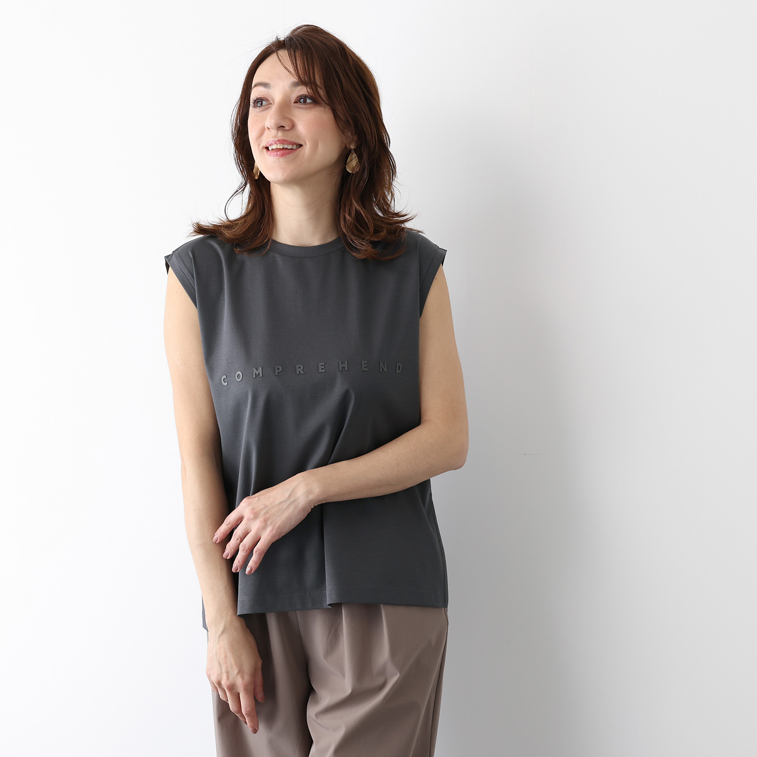 ハンチ コンパクト糸 ロゴデザイン フレンチスリーブＴシャツ