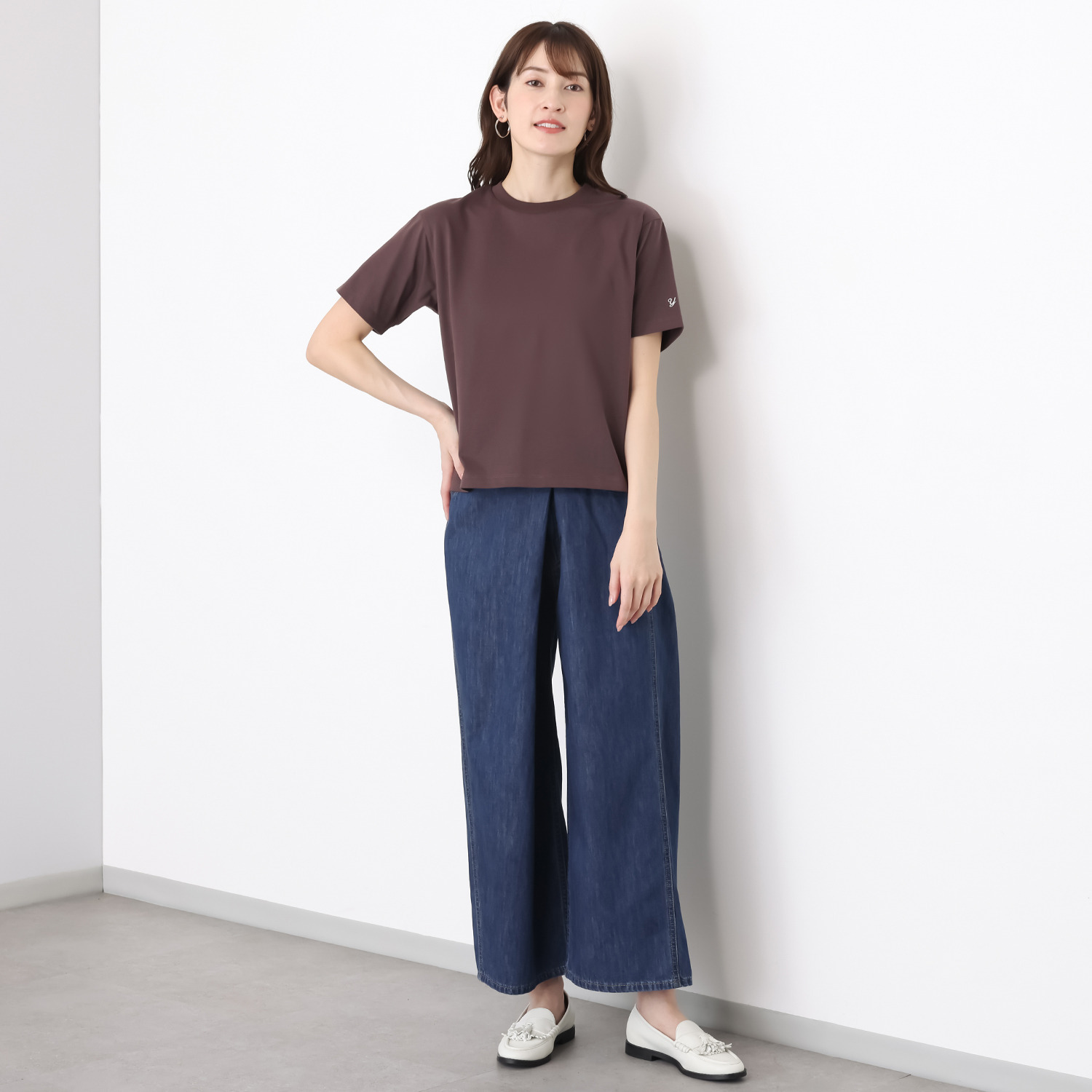 ラソエヌサーティスリー ディグリーズ サラッと快適！ コットン１００％ イニシャル刺しゅう 着丈すっきりＴシャツ