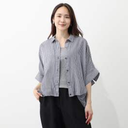 ノーボノーボ ２．２オンス デニム ストライプ シャツブラウス