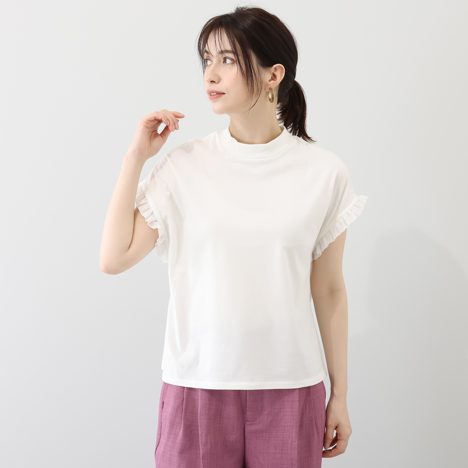 ポンデシャロン 日本製 天竺袖フリルフレンチ Ｔシャツ