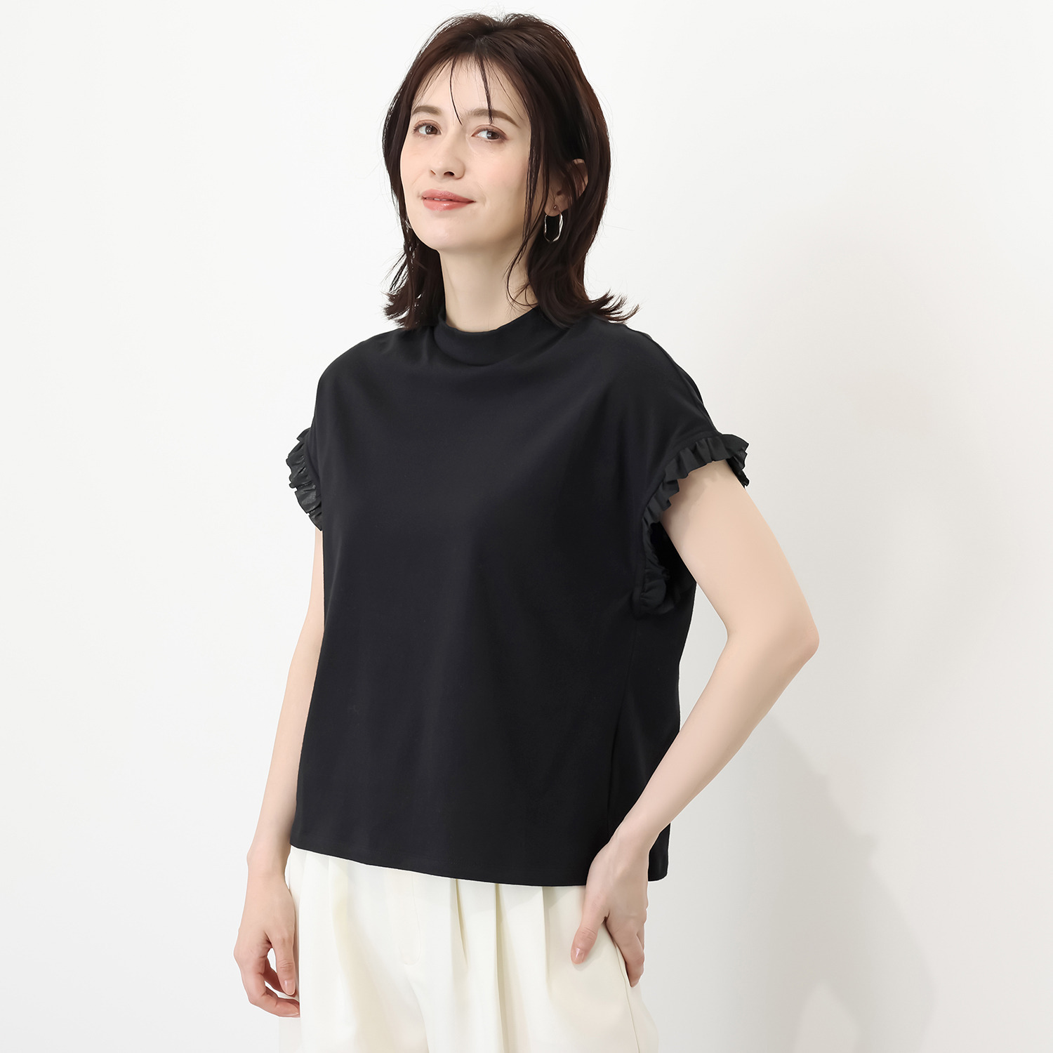 ポンデシャロン 日本製 天竺袖フリルフレンチ Ｔシャツ