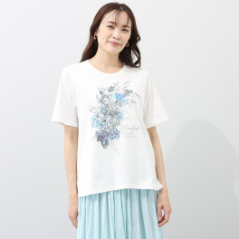 フィル・クロレ 日本製 ギザコットン混 刺しゅう転写プリント Ｔシャツ