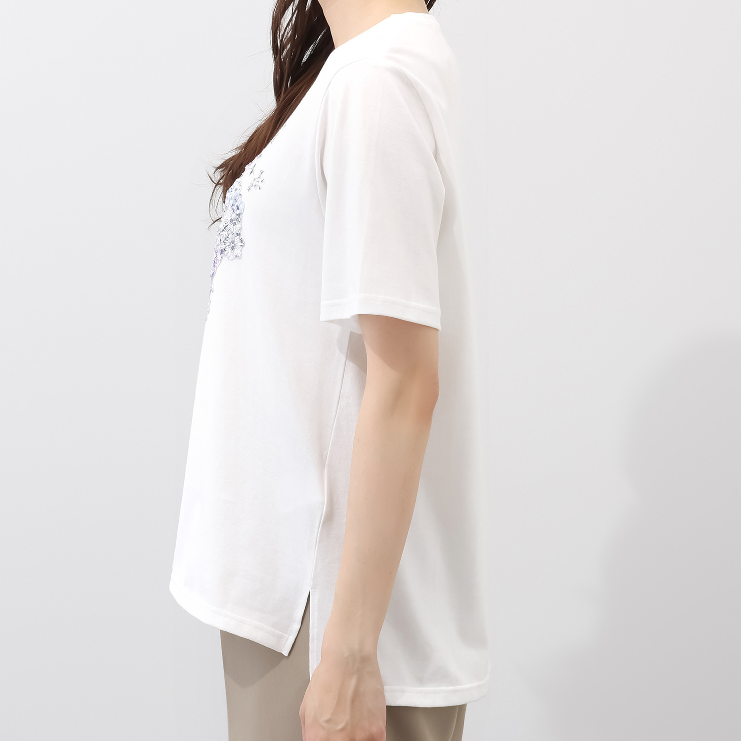 フィル・クロレ 日本製 ギザコットン混 刺しゅう転写プリント Ｔシャツ