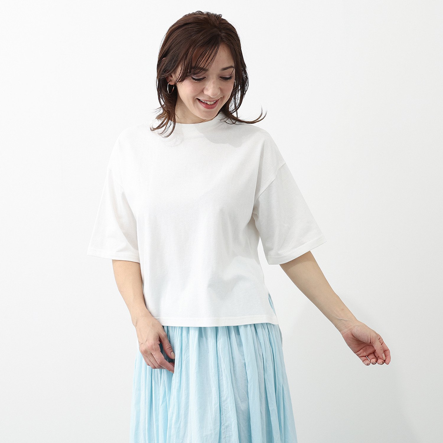 エムエムオー クルーネック五分袖 ベーシックコットン Ｔシャツ