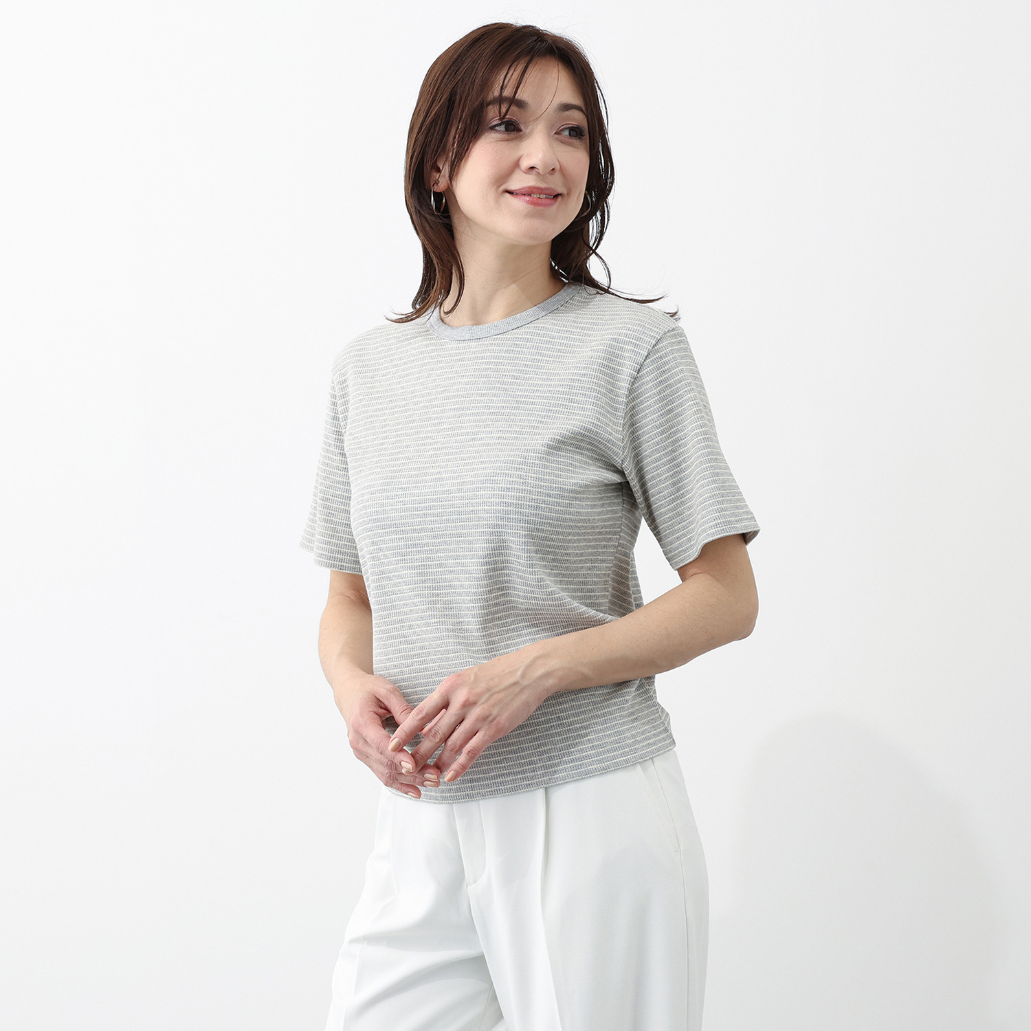 エムエムオー クルーネックボーダー ジャガードリブＴシャツ