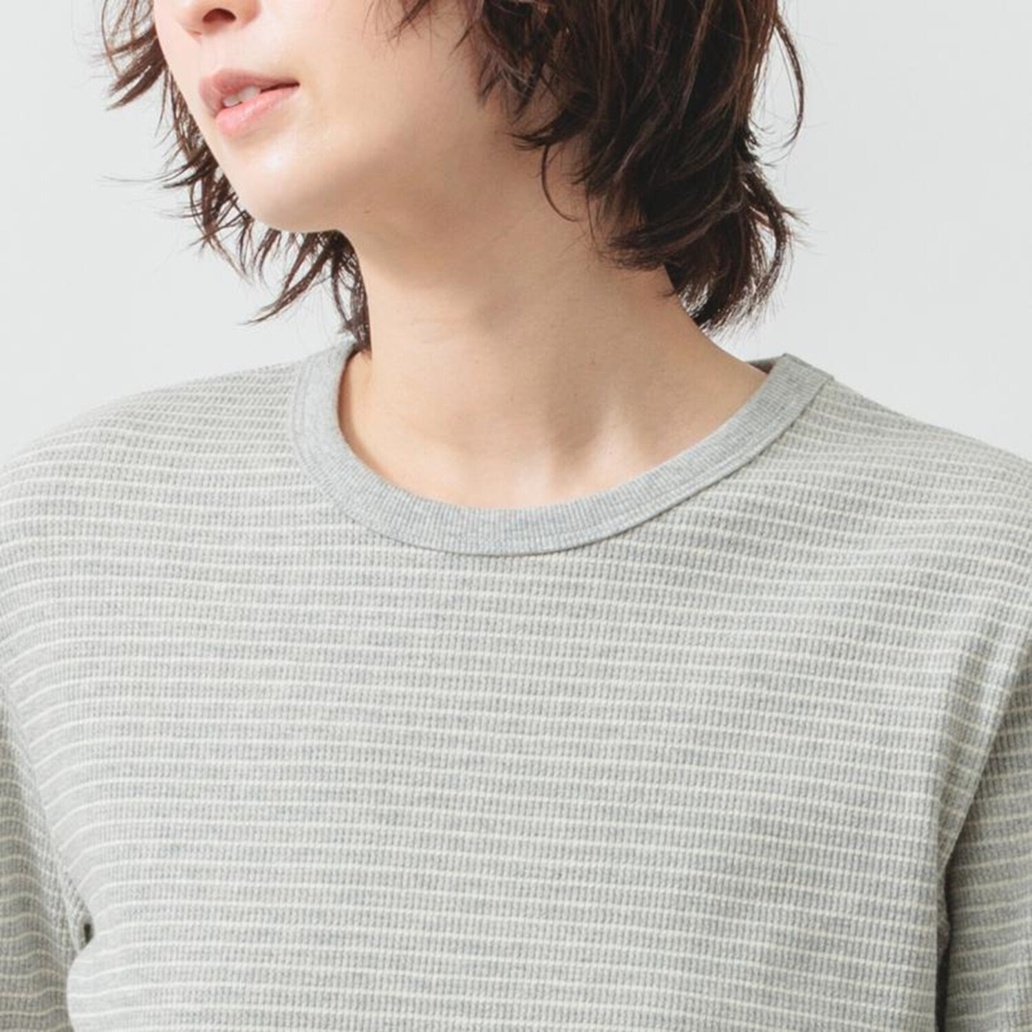エムエムオー クルーネックボーダー ジャガードリブＴシャツ