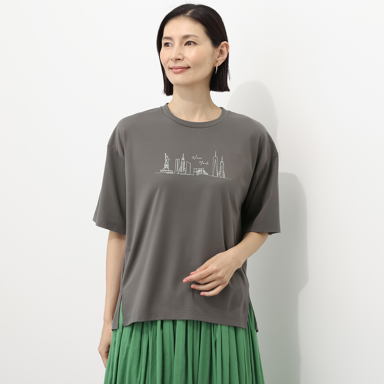 エムエムオー 接触冷感 スムースクルーネック プリント半袖Ｔシャツ