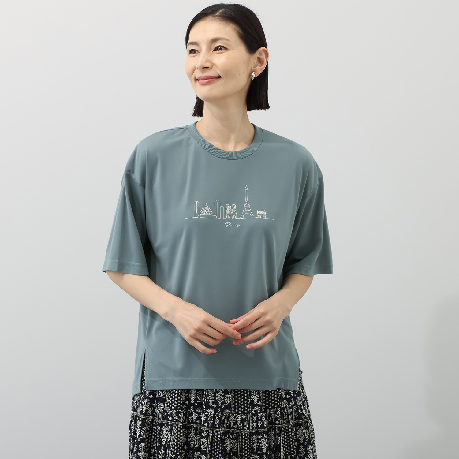 エムエムオー 接触冷感 スムースクルーネック プリント半袖Ｔシャツ
